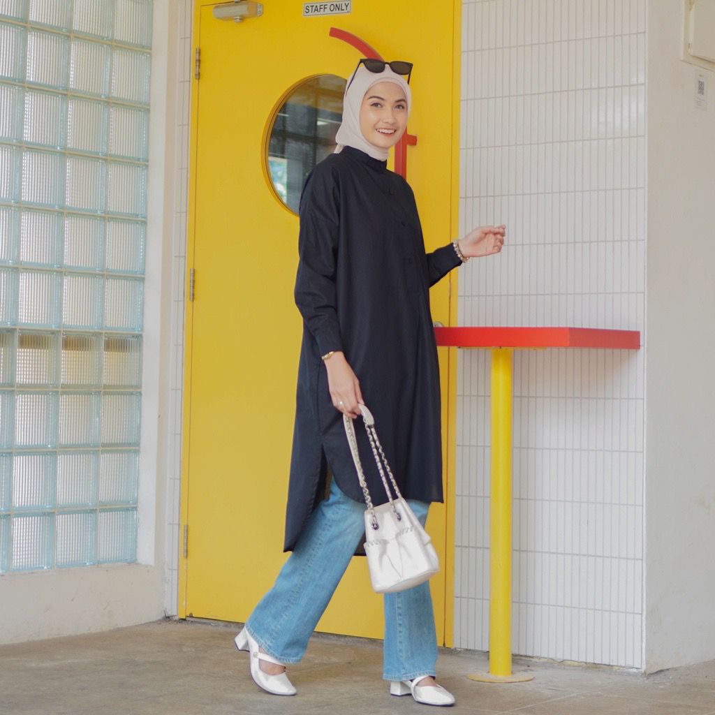 1KG MUAT 5PCS | HAILEY HENLEY LONG SHIRT HITS OOTD SELEBGRAM FASHION GROSIR MURAH WANITA TERBEST SELLER