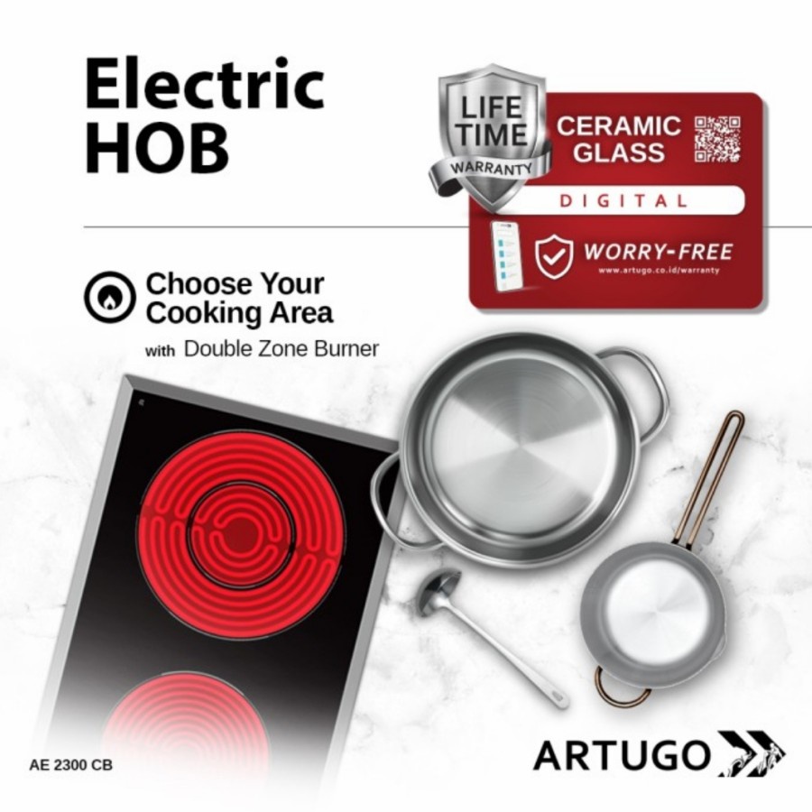 Artugo Built In Electric Induction Hob AE 2300 CB Panjang 30 cm