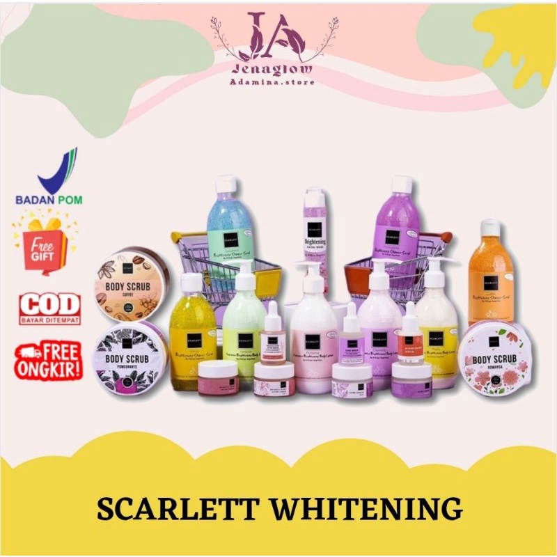 Jual SCARLETT WHITENING FACIAL WASH/SERUM/CREAM ACNE/BRIGHT (FREE GIFT