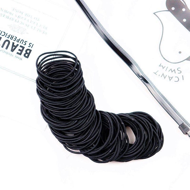 KARET IKAT RAMBUT WANITA KOREA STYLE (isi 100) / KARET KOREA ISI 100-KARET (ISI100) HITAM