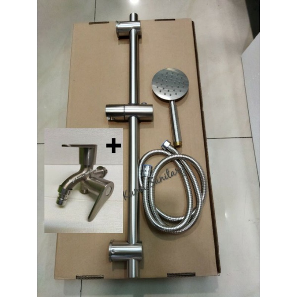 Shower Tiang Stainless SUS 304 Hitam/Black/Shower Hitam/Shower Black/Paket Lengkap