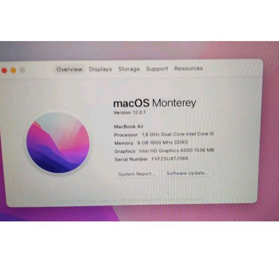 OBRAL MACBOOK  2017 OS MONTEREY RAM 8GB AiR SSD 128 LED 13 INCH MULUSS