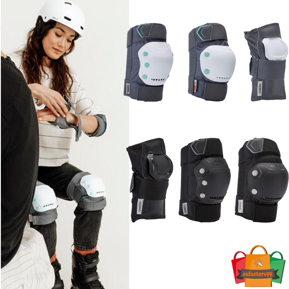 DEKKER OXELO DEWASA FIT500 SEPATU RODA SKUTER SKATEBOARD SET PROTECTORS X3 ORI OXELO