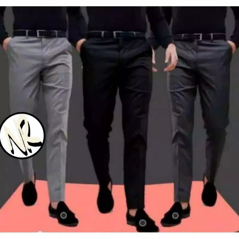 0CELANA KANTOR FORMAL PRIA SLIMFIT BAHAN DASAR KAIN WOLL KUALITAS