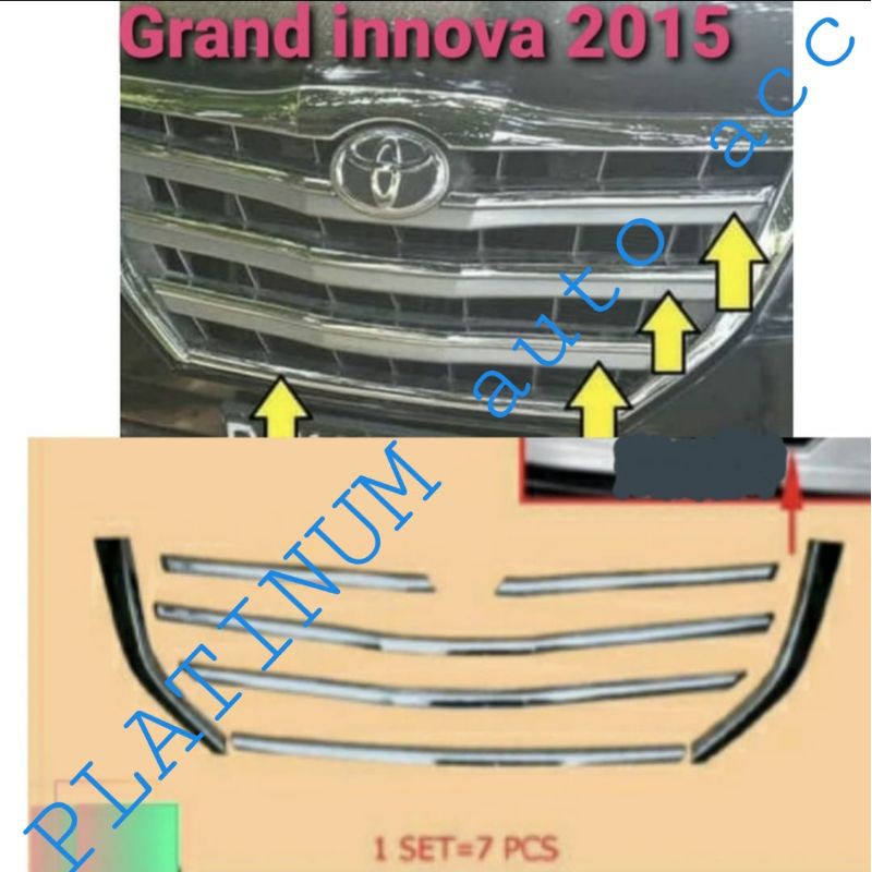 List grill chrome Grand Innova 2014-2015.