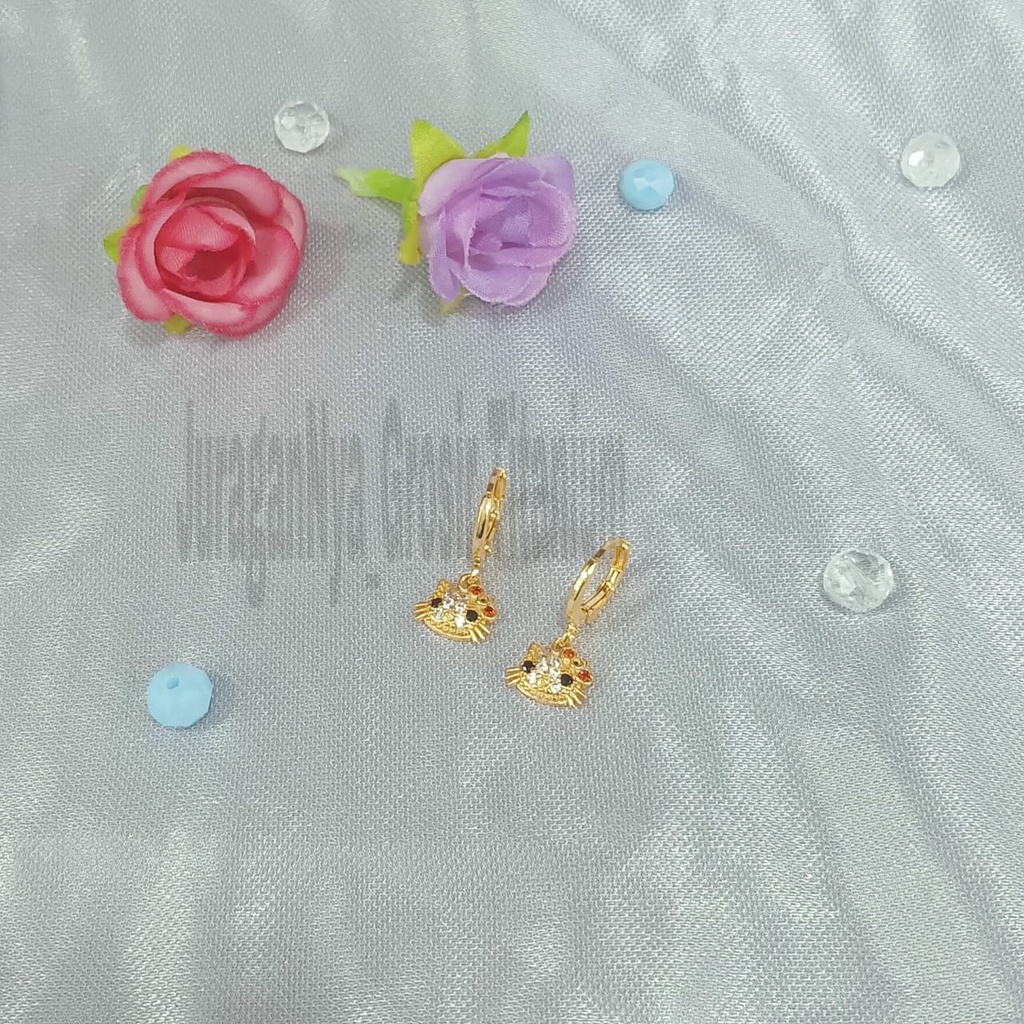 SET DEWASA RANTAI PLAT HELLO KITTY PERHIASAN EMAS  KOREA ANTI KARAT DAN ANTI LUNTUR