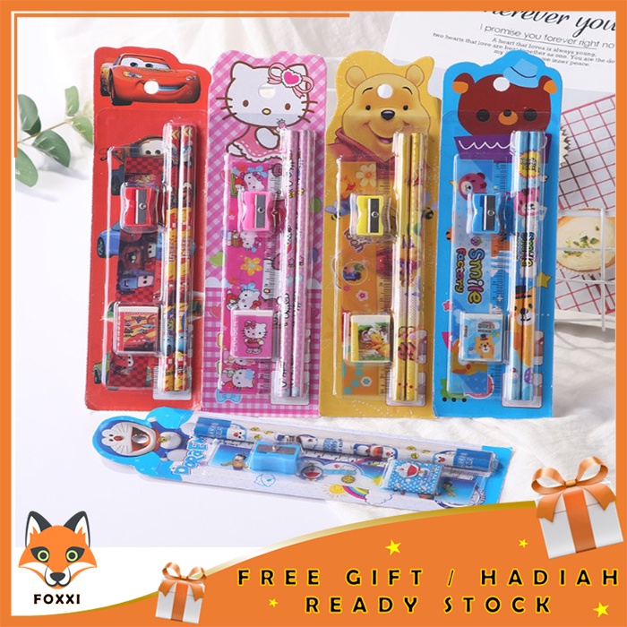

Foxxi - Stationery Alat Tulis set 5 in 1 Karakter Murah Kartun Souvenir Pesta Ulang Tahun