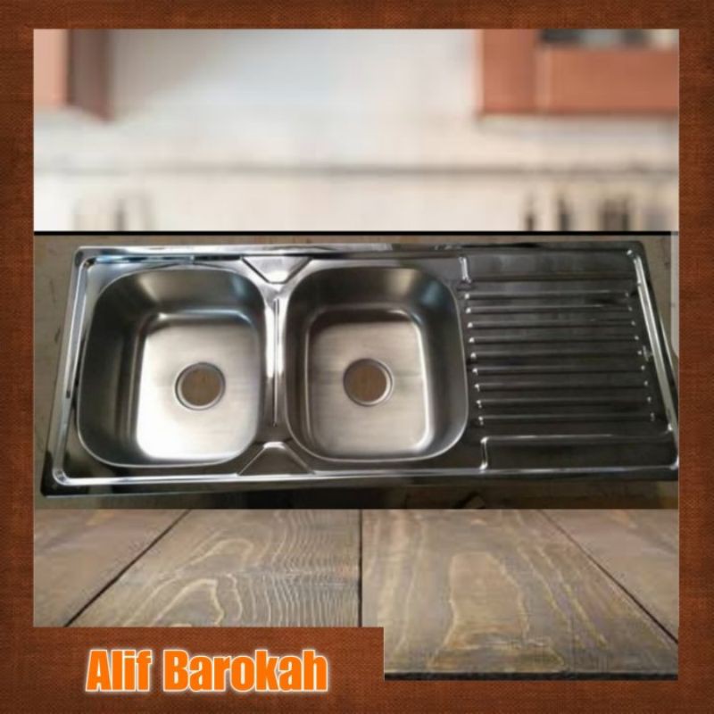 sink 2 lubang + sayap stainless anti lemak,,