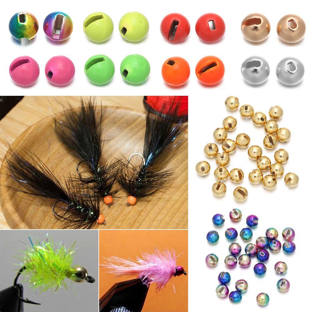 TOP 25pcs/lot Manik-Manik Tungsten 9warna 2.5mm/3.0mm/3.5mm /4.0mm Memancing Kualitas Tinggi Slotted Bead
