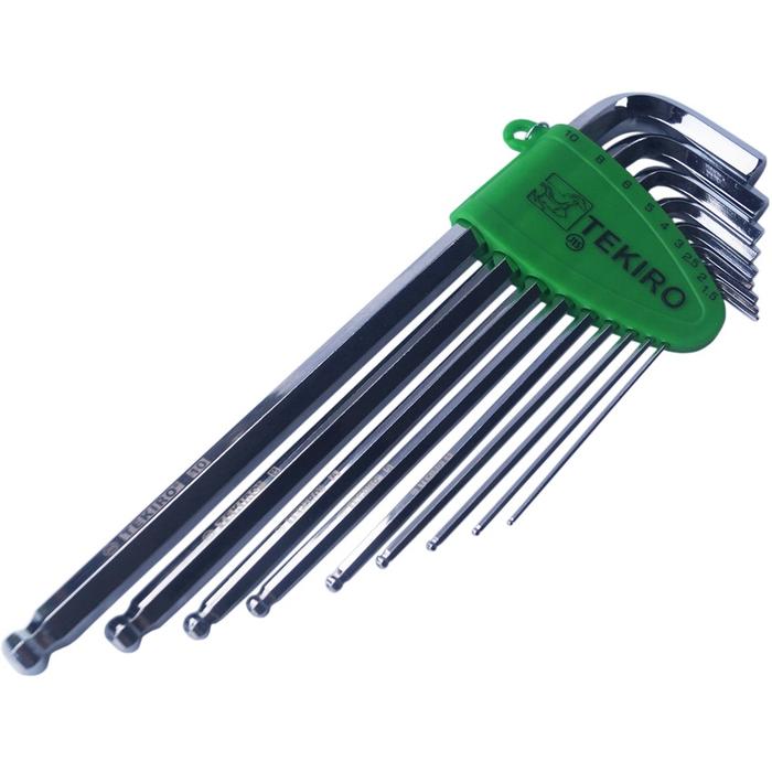 Yangma Kunci L Panjang 9Set Tekiro Ball Point Hex Key Long Konci L satu FullSet Bulat Silver Lengkap