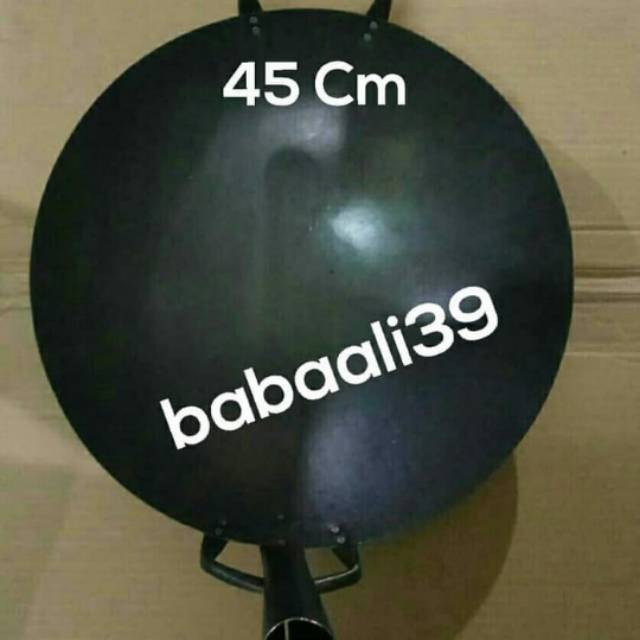 Wajan Plat Besi Hitam Gagang 45 Cm