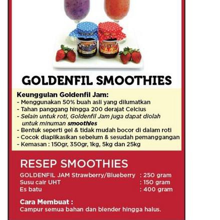 

PALING HOT!! (lca-491) Goldenfil Jam 1kg( 50% Buah asli) Selai strawberry dan Blueberry