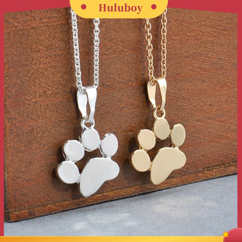 Hu Hu Hu Hu Hu Alat Bantu Pasang Kacamata♡ Kalung Rantai Dengan Liontin Bentuk Telapak Kaki Anjing / Kucing Untuk Wanita
