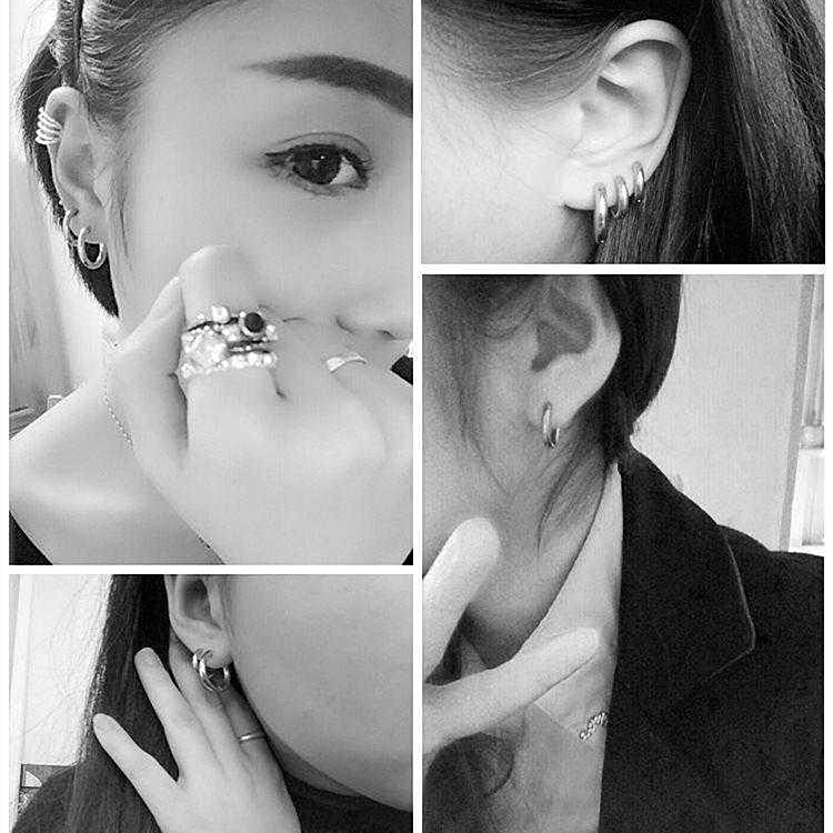 Anting Bulat Bahan Titanium Steel Gaya Korea Untuk Unisex