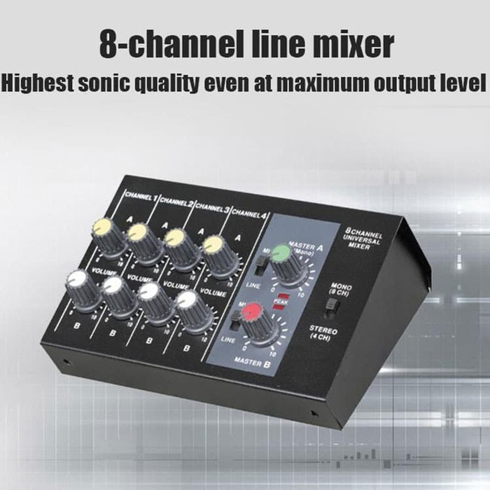 MIXER PODCAST KARAOKE AMMOON AM 228 8 CHANNEL INPUT MIC