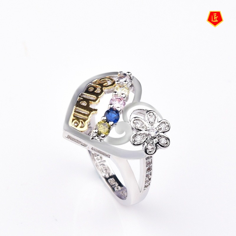 [Ready Stock]925 Silver Color Separation Diamond Heart-Shaped Ring