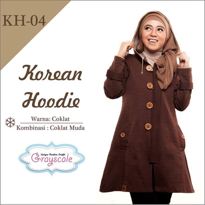 Jaket Wanita Korea Musim Dingin Hoodie Muslimah Berhijab 04