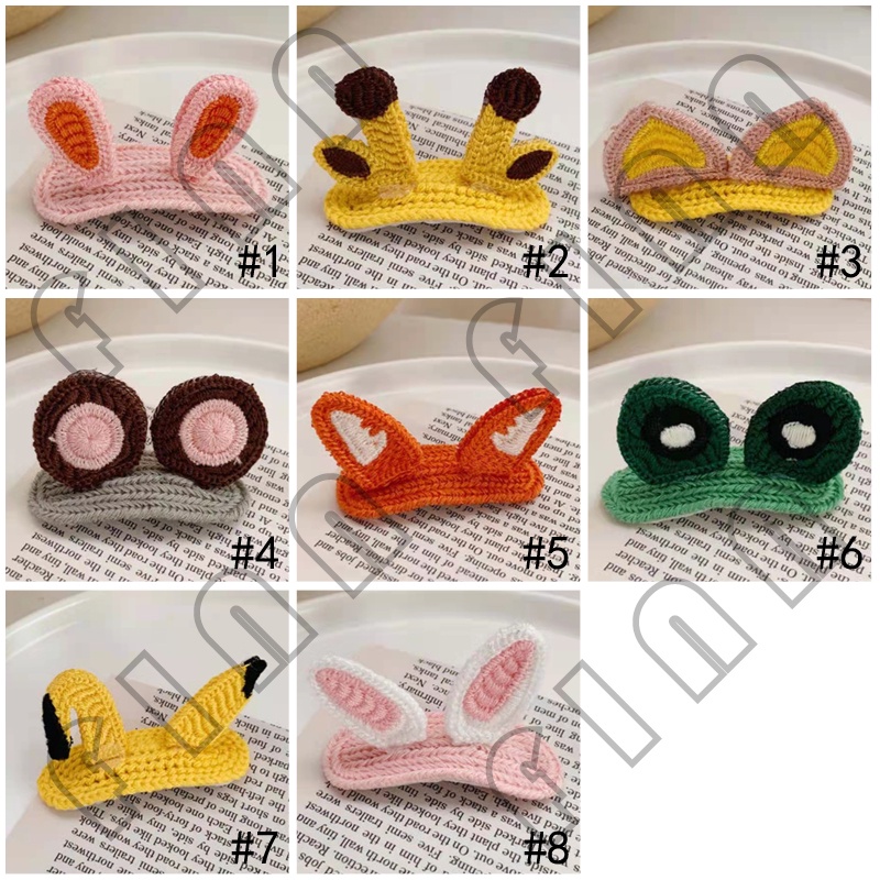 Jepit Rambut Wanita Cute Animal Wool Knitted Hairpin Korean Aksesoris Rambut
