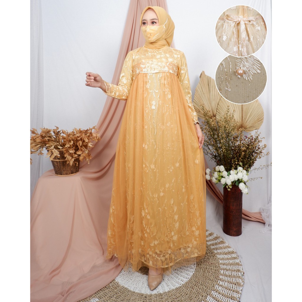 Gamis Dress Pesta Kondangan Wisuda Safira Brukat Mewah Berkualitas Premium Termurah By Laquse_kebaya2