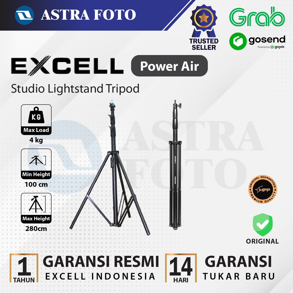 Excell Power Air Light Stand Lightstand Tripod lampu studio