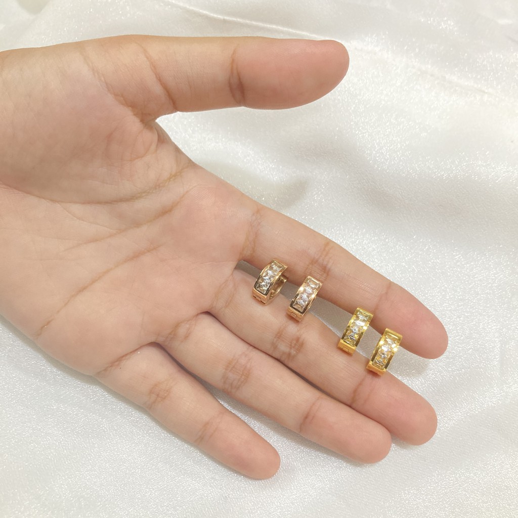 Anting Jepit Titanium Steel Permata Anti Karat Selamanya