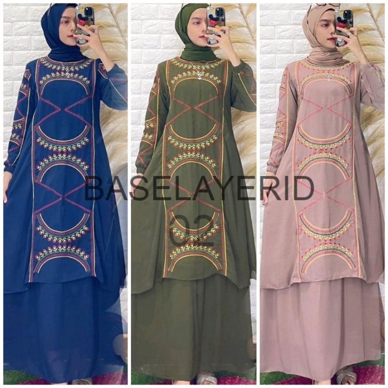 Baju Kurung Gamis Malaysia Melayu Bordir Bordiran Ceruty Ceruti Babydoll Baby doll Terbaru Mewah Ele