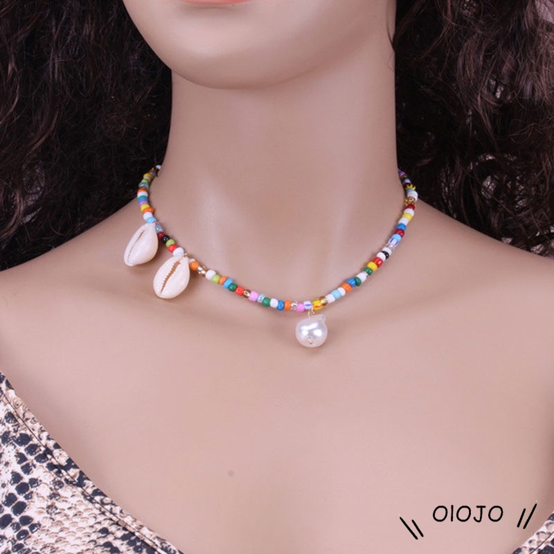 Fashion Warna-warni Kalung Mutiara Shell Liontin Perhiasan Aksesoris - ol