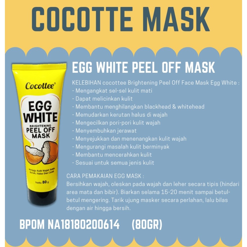 [BPOM] COCOTTEE Egg Peel Off Mask / masker telur