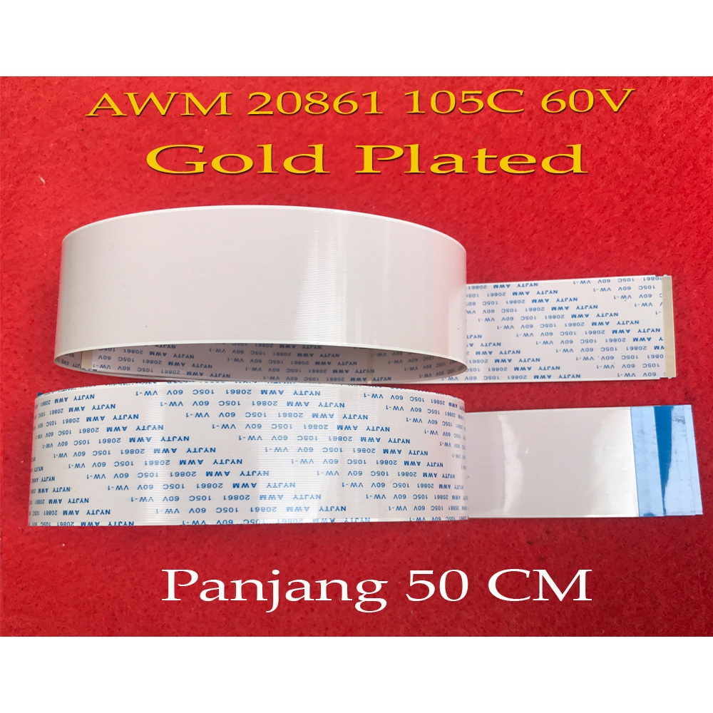 Kabel Flexible 50, 60, 68,  80 Pin AWM 20861 105C 60V VW-1 Gold Plated Panjang 50 CM