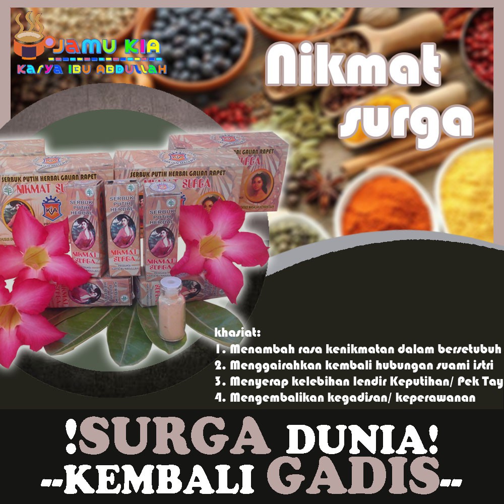 

NIKMAT SURGA , SERBUK NIKMAT SURGA , Perawatan & Gurah Area Kewanitaan