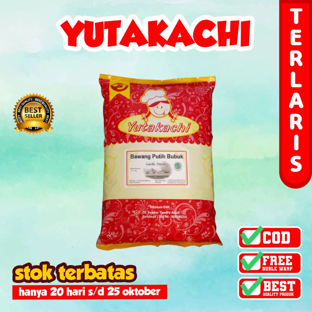 BAWANG PUTIH BUBUK 1KG YUTAKACHI (GARLIC POWDER, PUSAT BUMBU, REMPAH ALAMI, BALADO, CABE BUBUK)