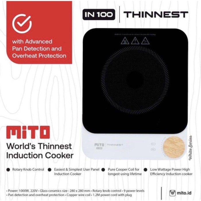 Mito Kompor Induksi IN100 Induction Cooker IN 100 Thinnest Tipis