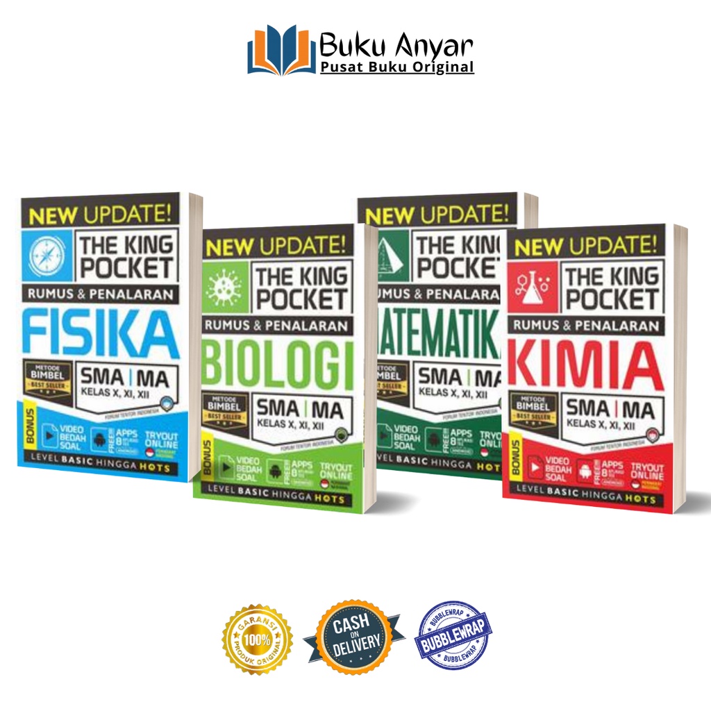 BUKU LATIHAN SOAL DAN RUMUS SMA NEW UPDATE THE KING POCKET MATEMATIKA,KIMIA,BIOLOGI,FISIKA SMA/MA KELAS 10 11 12-1