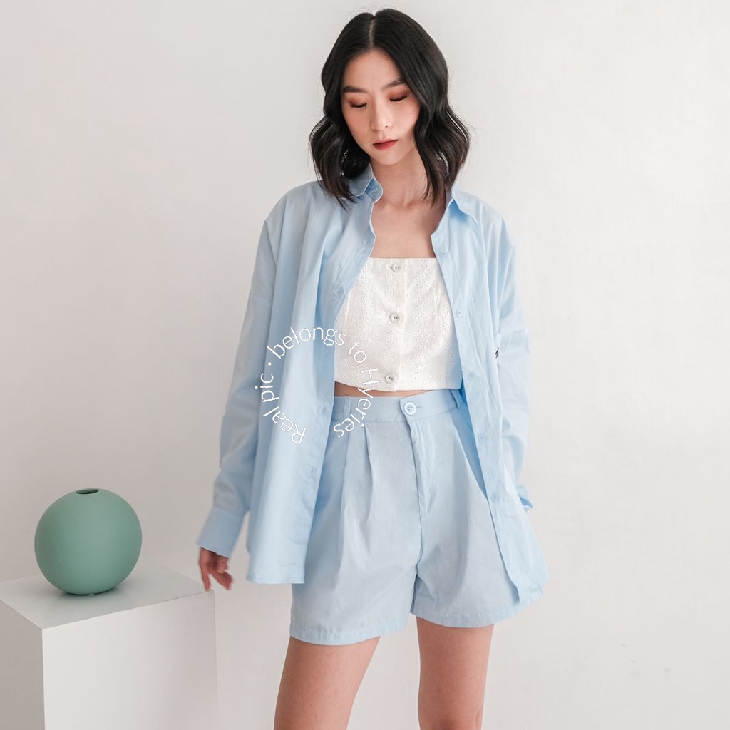 HYERIES Ahyun shirt set / Pakaian Casual Wanita / Kemeja Polos Wanita / Kemeja Oversize / Kemeja lengan panjang / Atasan Casual / Baju Kerja / Atasan Kerja Lengan Panjang / Setelan Kemeja Wanita / Kemeja Jumbo / Long shirt / Long sleeves basic shirt