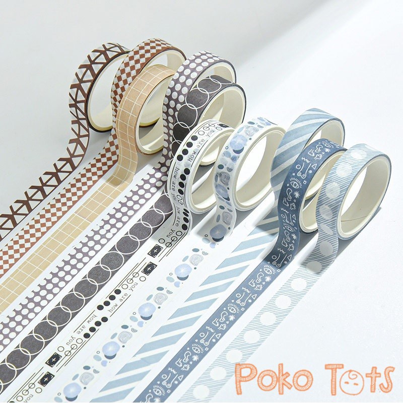 PMM  Masking Tape Set 5pc Fresh Pattern 1cm x 2m Masking Tape Selotip Pola Warna-Warni