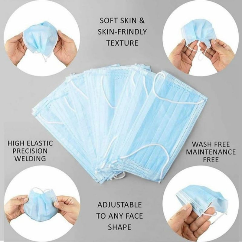 MASKER MEDIS CARE ION CAREION 3 PLY EARLOOP DISPOSABLE PROTECTIVE MASK ISI 50 PCS KUALITAS BAGUS