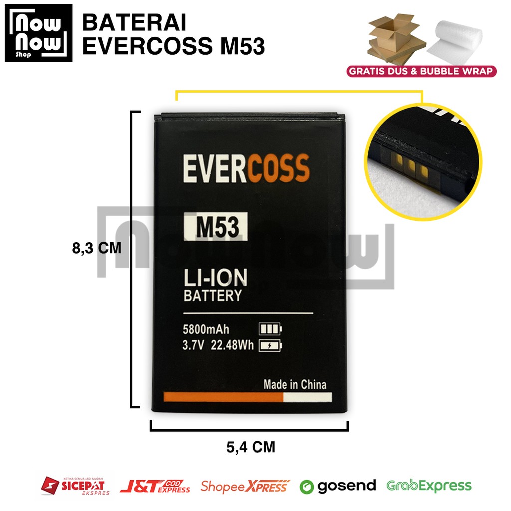 Baterai Evercoss M53 4G LTE Original Double Power Batre Batrai Battery HP Evercross Cross Evercos