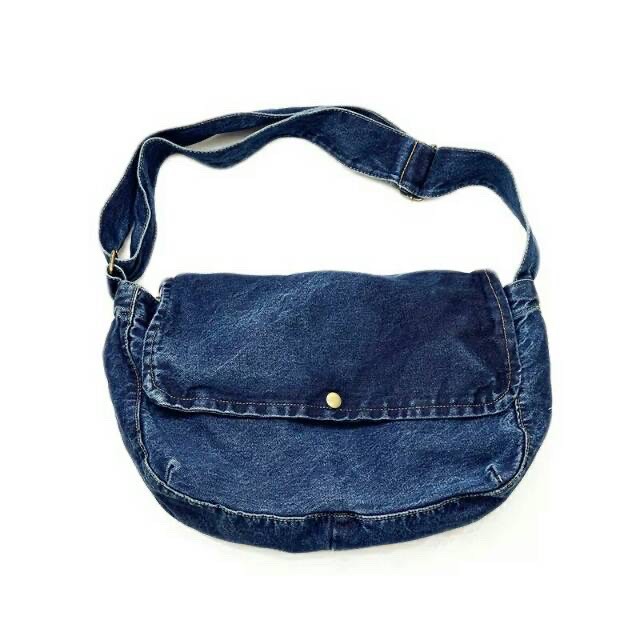 GS DENIM SLING MESSENGER BAG TAS SELEMPANG POSTMAN UNISEX PRIA WANITA JEANS VINTAGE