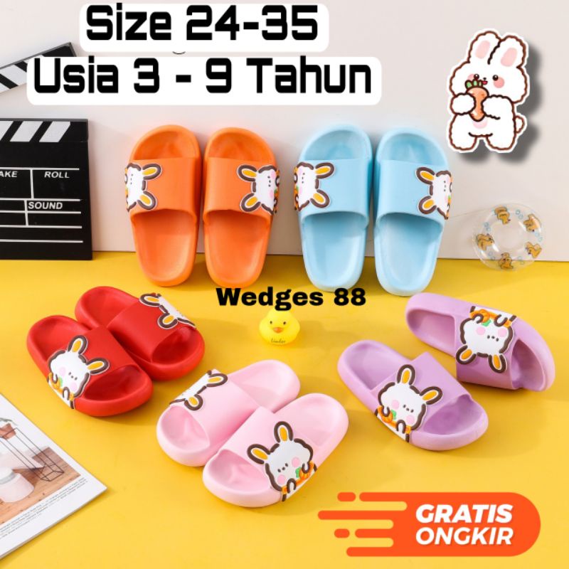 Sandal Jelly Import Anak Perempuan Original Balance 8619 Karakter Bunny Kelinci Lucu Selop Main Usia