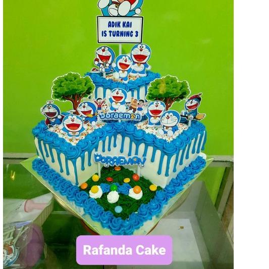(TERBARU) topper kue ulang tahun toper ultah doraemon custom nama murah