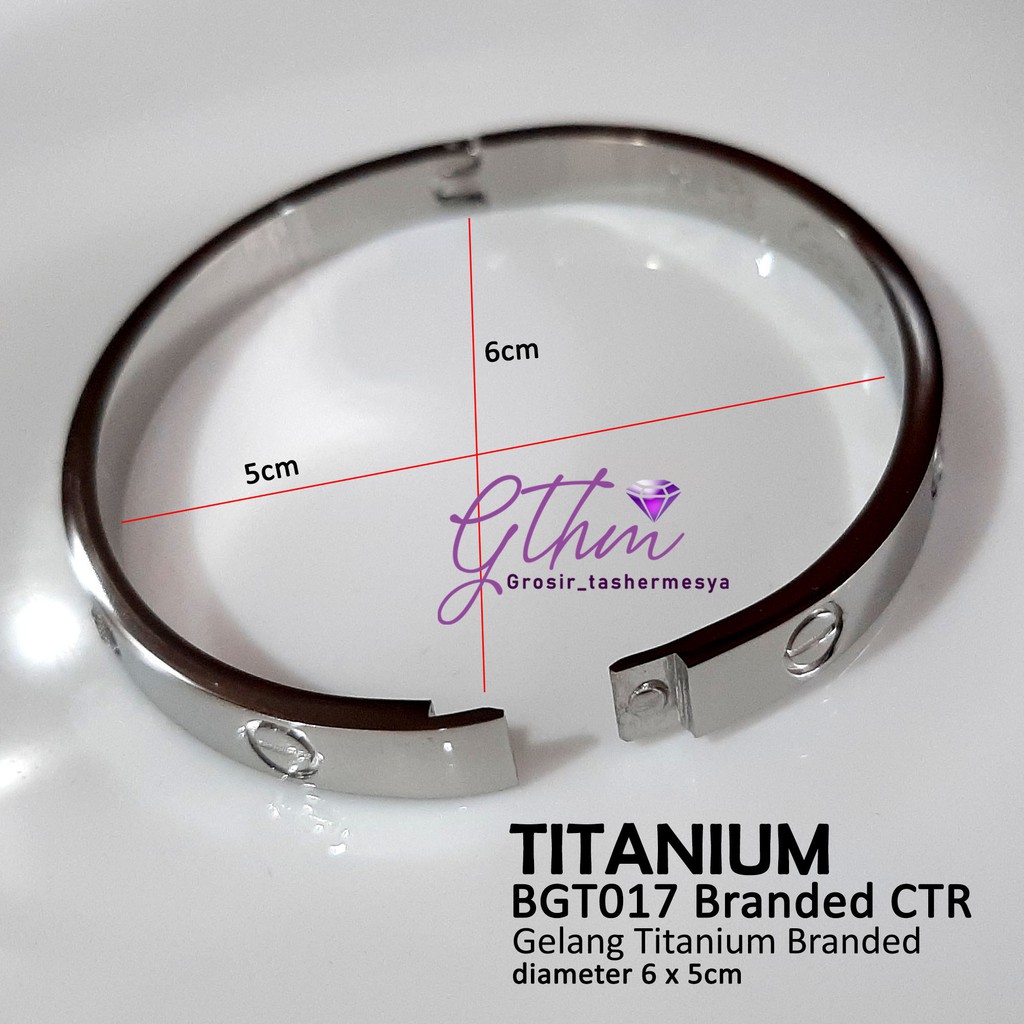 Gelang titanium cap 750 permata bgt077