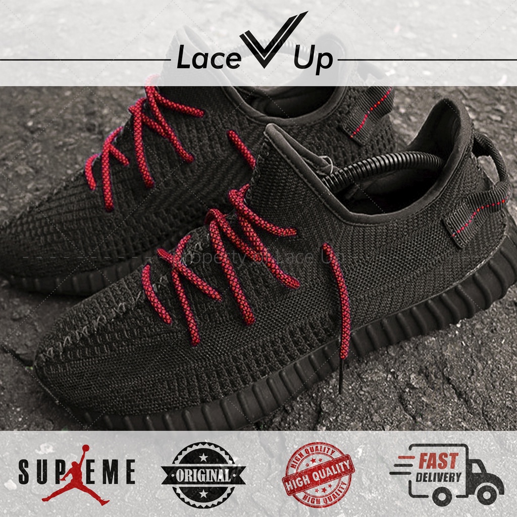 Tali Sepatu Adidas Yeezy Boost 350 V2 Bred Shoelaces - Red/Black