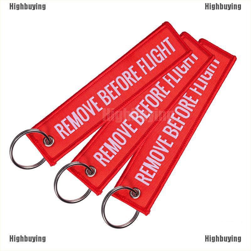 Hbid Glory Gantungan Kunci Bordir Tulisan Remove Before Flight Bahan Polyester Ukuran 13x3cm