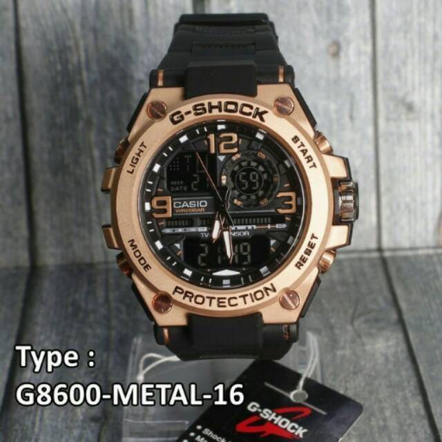 Jam Tangan Kotak Gratis Pria GSHOCK GST-8600 Casio G SHOCK GST8600 Karet Logam Tahan Air