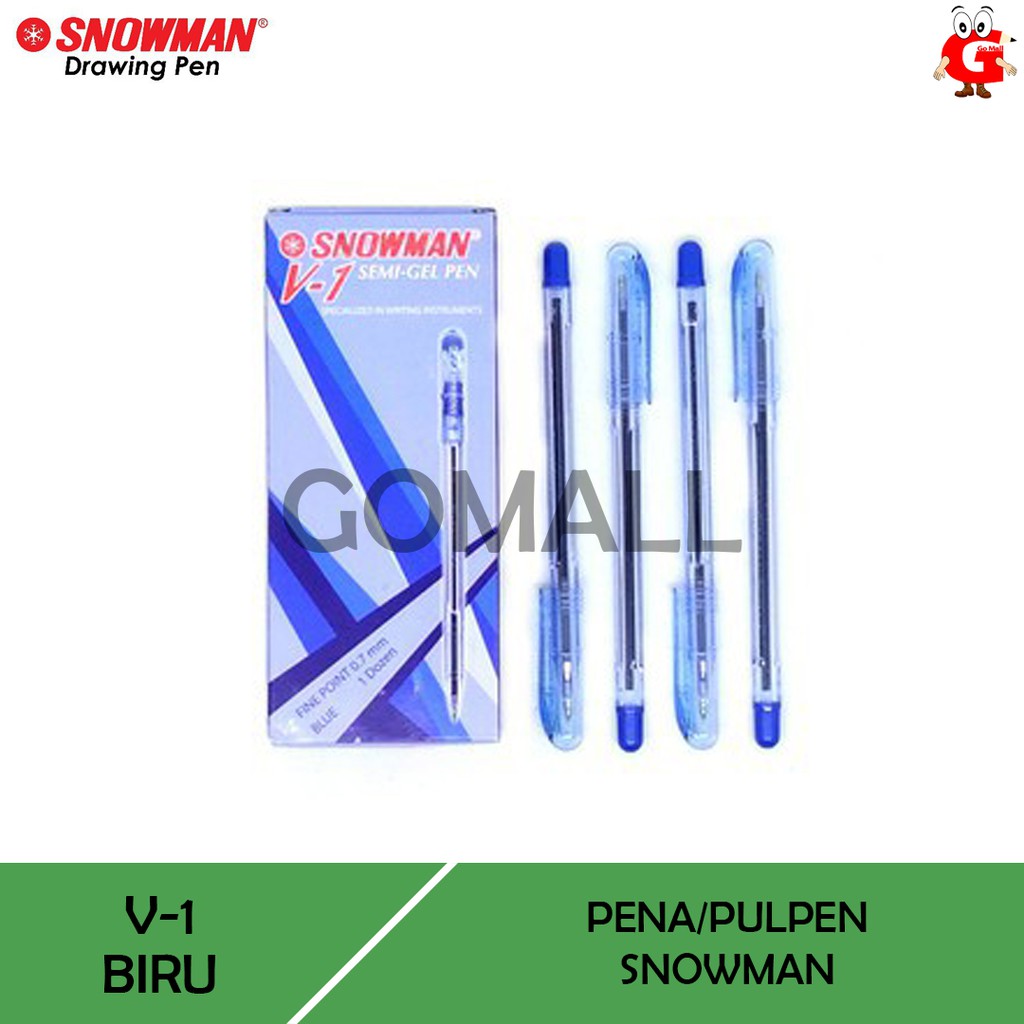 

Pulpen/Bolpen/Ballpoint Snowman V1 BIRU SemiGelPen 0.7mm - Hitam