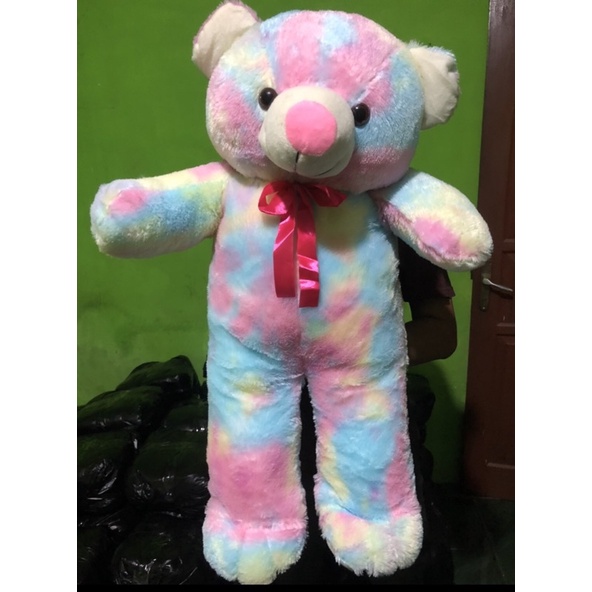 Boneka Beruang Tedy Bear Rainbow Ukuran Jumbo Extra Large Kain Bulu Rasfur Label SNI