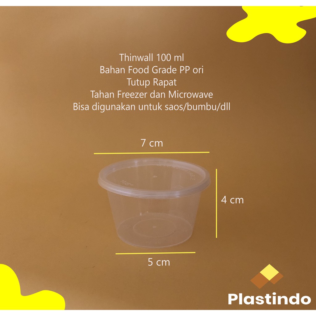 Cup Plastik Sambal Bumbu | Thinwall Round 100 ml (isi 25 pcs) | Mangkok Plastik 100 ml | Sauce Cup 1