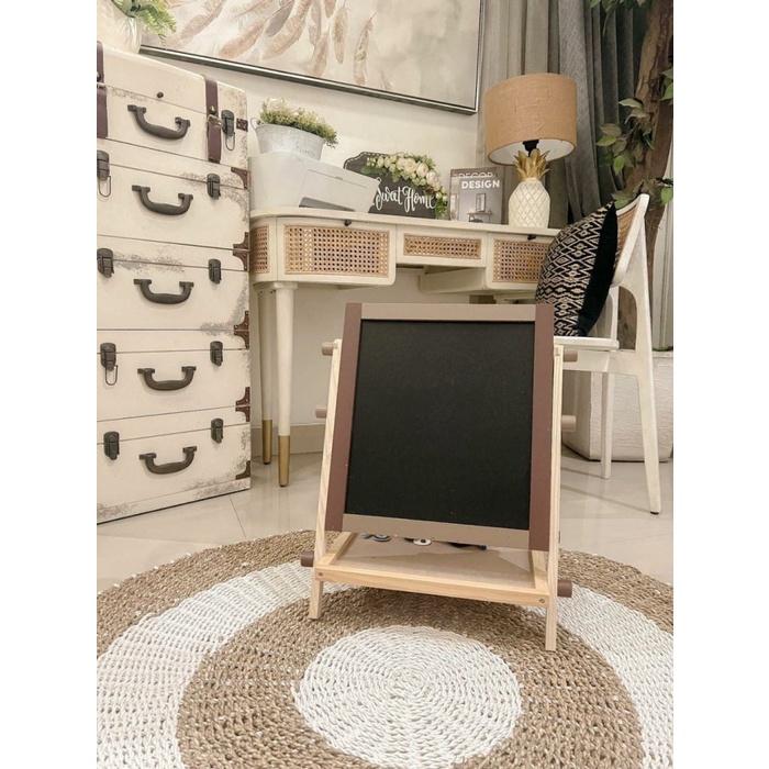 

(BISA COD) Papan Tulis Anak MENKAY Wooden 2 in 1 Board Warna Natural - Caramel, MagneticAlphabt
