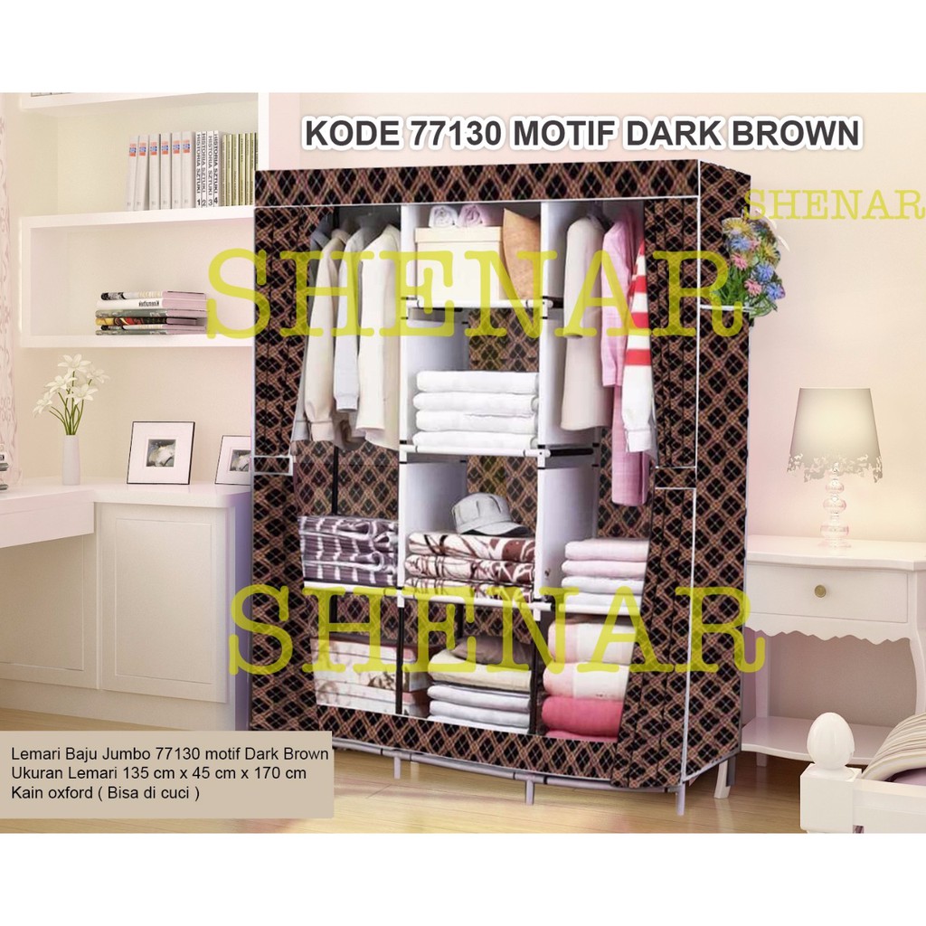 SHENAR - LEMARI KAIN JUMBO OXFORD - LEMARI KAIN PORTABLE MOTIF BLACK GOLD
