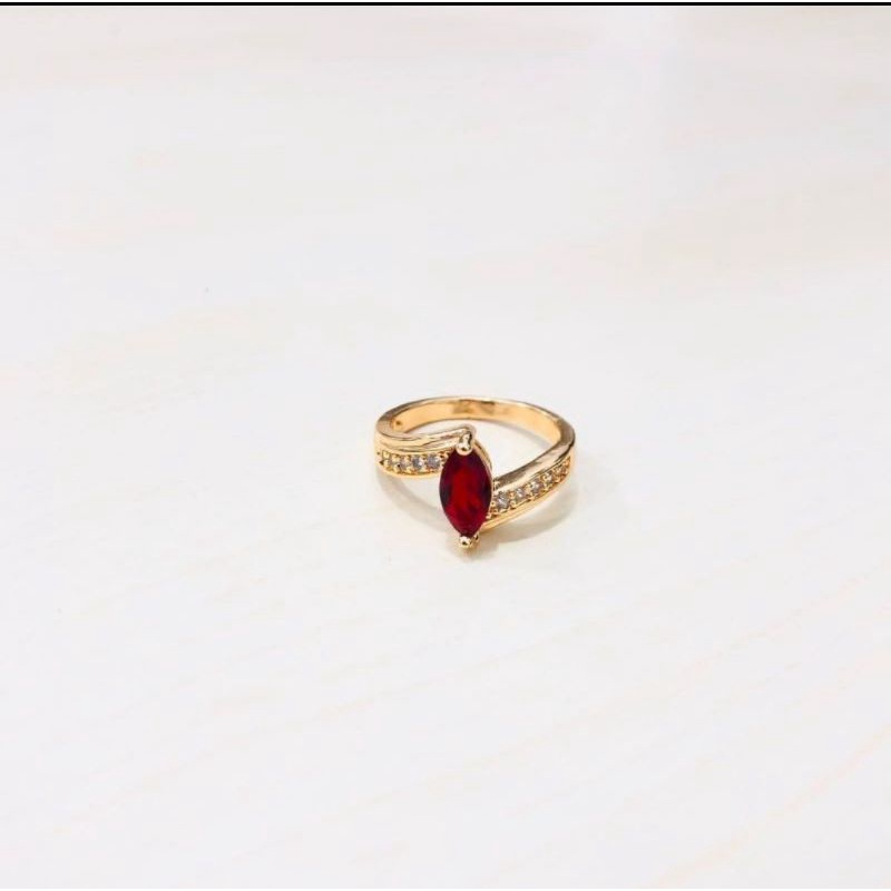 Cincin xuping permata zircon batu merah mata satu C412